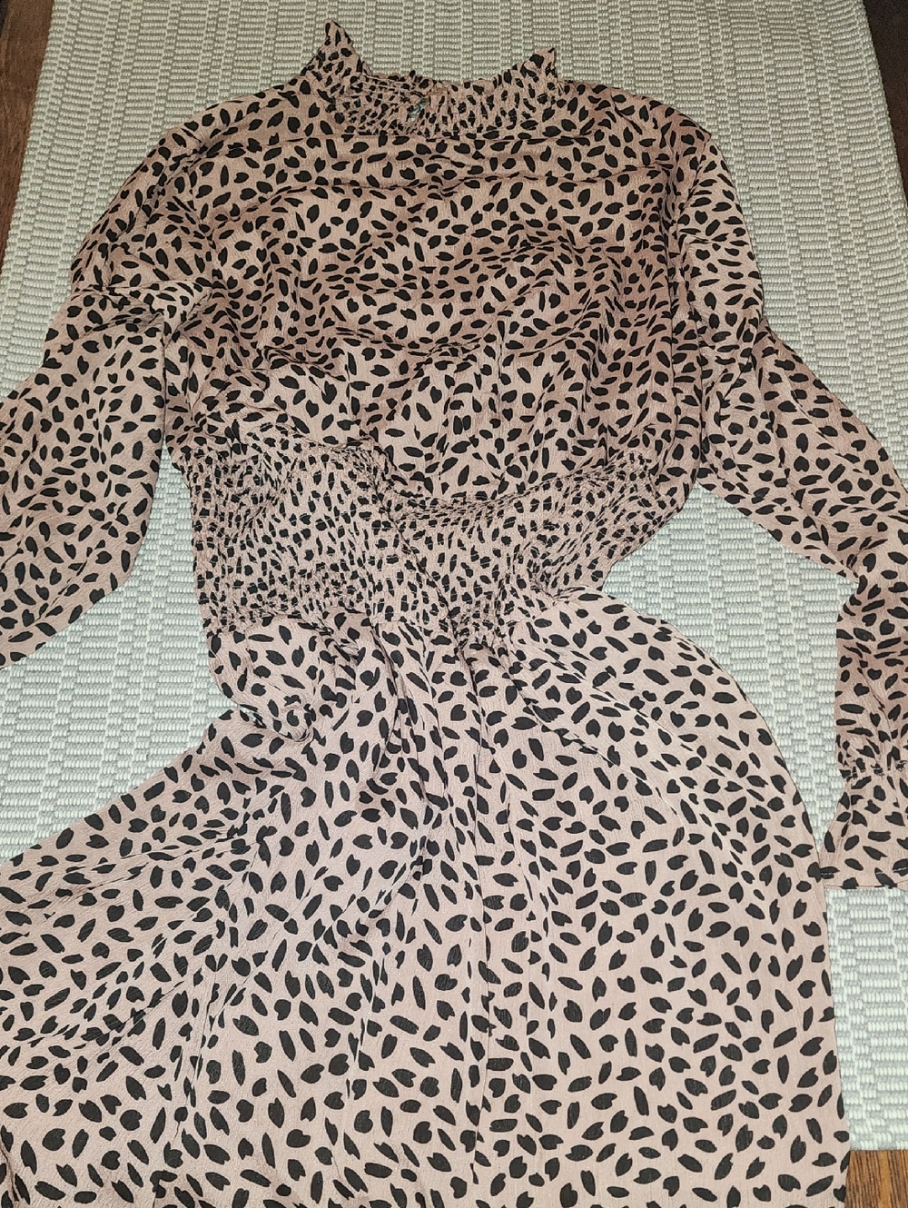 She + Sky Blush Midi Dress with Black Spot Print